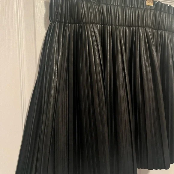 NWOT Tuckernuck Pomander Place Black Pleated Faux Leather Mini Skirt - Picture 5 of 7